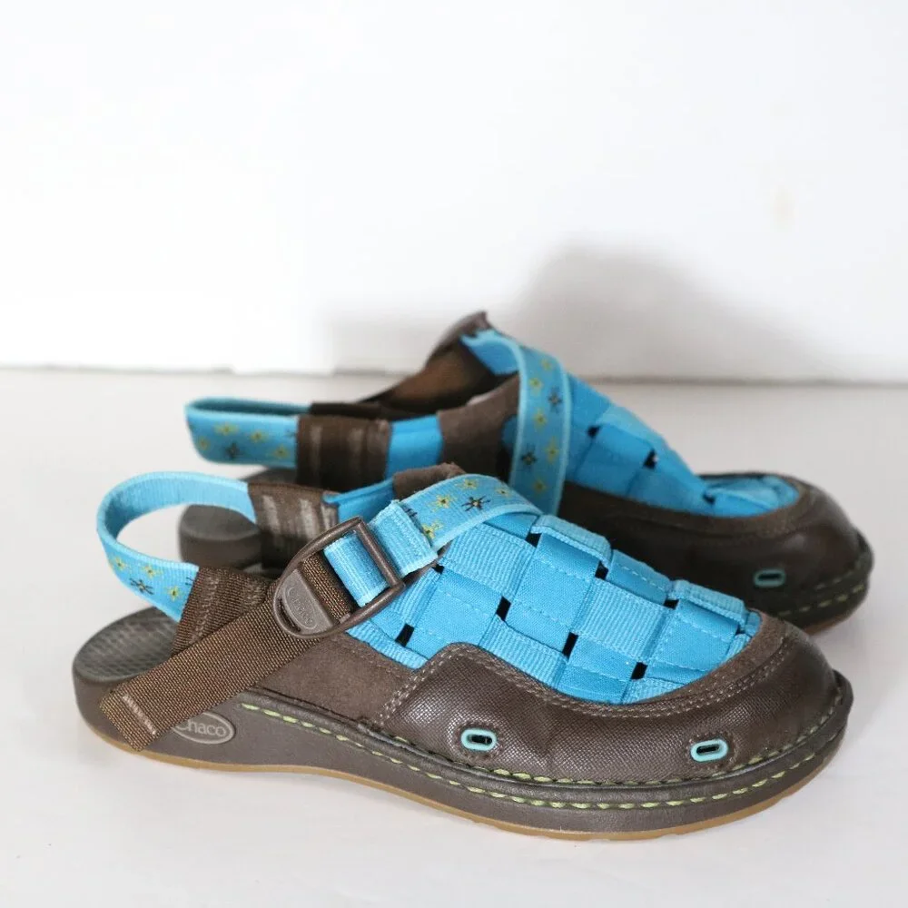 Chaco Paradox Kids EcoTread Woven Waterproof Shoes Sandals Size‎ 4 Blue Brown